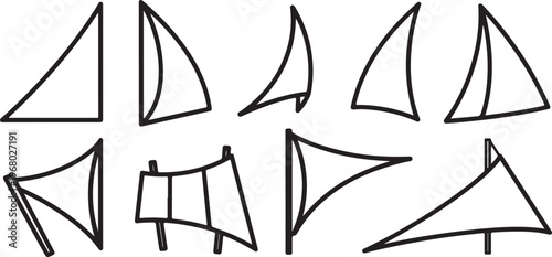 Various geometric shapes outlined in black against a white background Vector