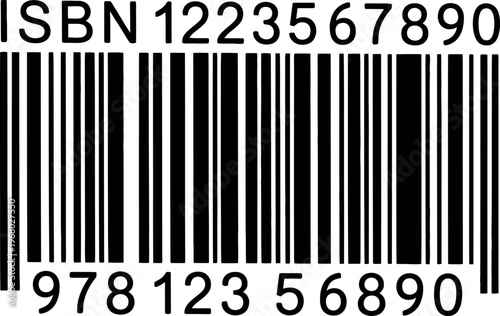 Vector ISBN barcode illustration representing book identification, retail scanning, and product tracking for publishing and library management design
