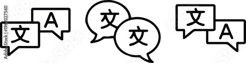 translation icon set bilingual speech bubbles with letters