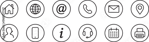 icons contact symbols vector set home globe email phone envelope pin
