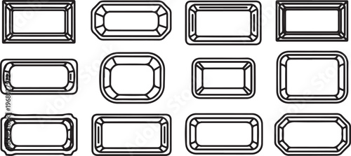 Collection of geometric wireframe cubes shown from various perspectives Vector