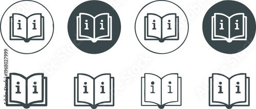information icon collection open book manual guide and help symbols