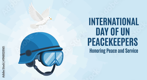 UN Peacekeeper Helmet Icon with Dove