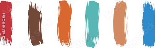 paint brushstroke vertical color palette swatches on white background