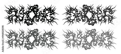 Death metal logo design elements, dark aesthetic y2k brutalism vector set, gothic underground subculture graphics for streetwear and posters