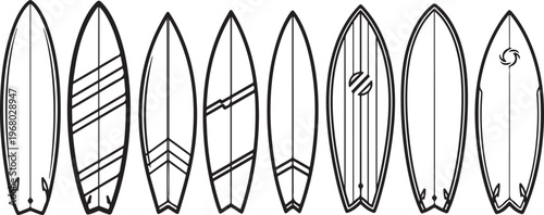 Line drawings of various leaf shapes with detailed venation patterns Vector