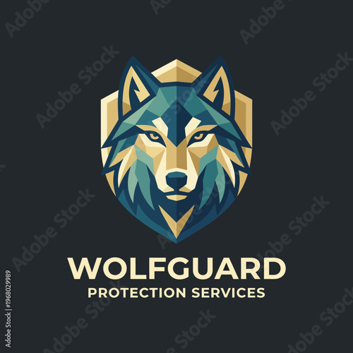 This logo design features a fierce wolf's head encased in a shield, symbolizing strength, protection, and reliability in security services, appealing to safety-conscious clients.