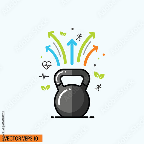 Black kettlebell fitness exercise equipment weight.