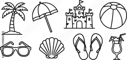 Assorted objects including a bicycle, lamp, house, and various other items Vector