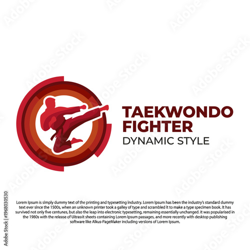 A striking graphic representation of a taekwondo fighter in action, symbolizing strength, discipline, and dynamic movement, conveying the essence of martial arts culture.