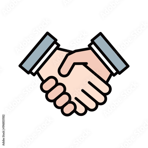 挨拶や合意を意味する手と手の握手アイコン カラー