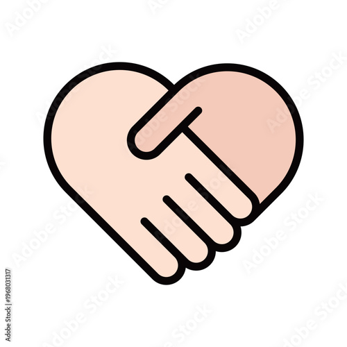 握手と手のハートマークのアイコン