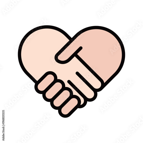 握手と手のハートマークのアイコン