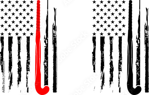 Hockey USA Flag T-shirt Design Vintage Sports