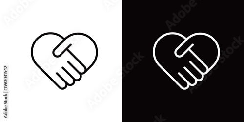握手と手のハートマークのアイコン