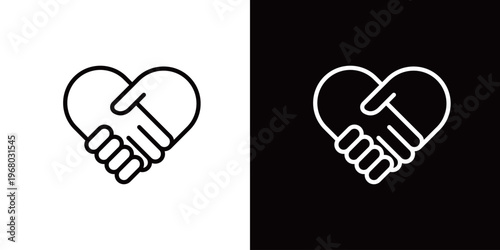 握手と手のハートマークのアイコン