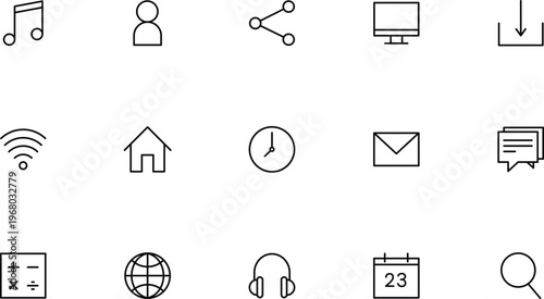 Set of minimalist outline icons simple vector symbols for web