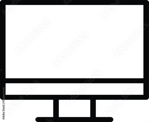 Computer monitor icon simple outline vector graphic for technichal