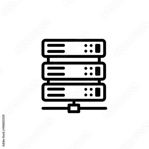 Minimalist Line Icon of a Server Rack for Data Storage and Networking