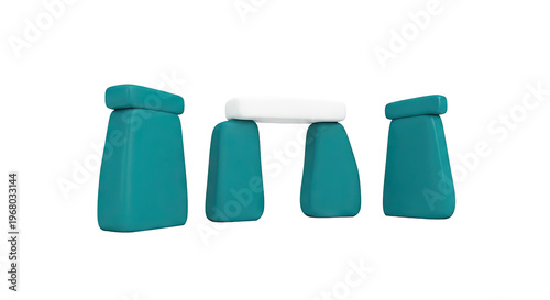 Stylized Teal and White Stonehenge