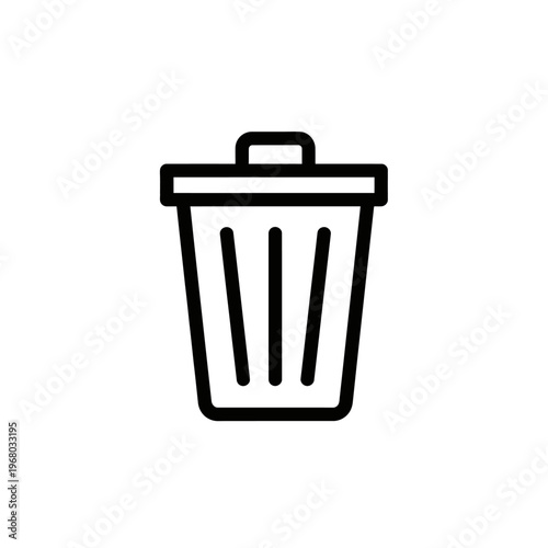 Minimalist Line Icon of a Trash Bin for Waste Disposal and Recycling Symbols