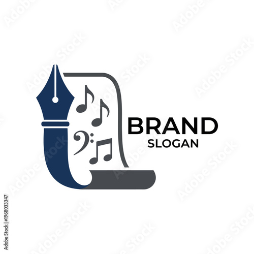 This image features a sophisticated pen alongside musical notes, representing creativity, artistry, and the blend of writing with music in a cohesive visual design.
