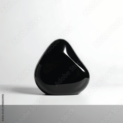 Black shiny smooth stone object.