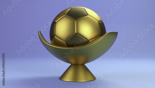 Golden soccer ball award in sophisticated curved holder design