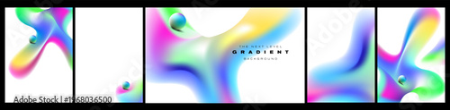 Abstract fluid gradient backgrounds. Vibrant design templates with gradient shapes with neon colors.