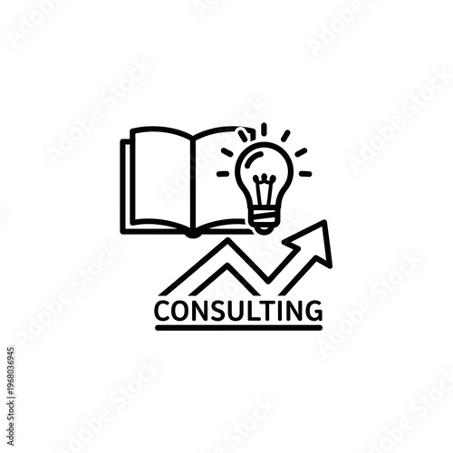 Professional Business Consulting Concept with Growth Arrow and Lightbulb Illustration