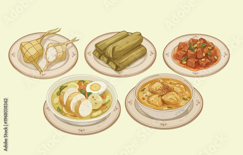 Indonesian Unique Food in watercolor style