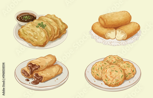 Indonesian Unique Food in watercolor style
