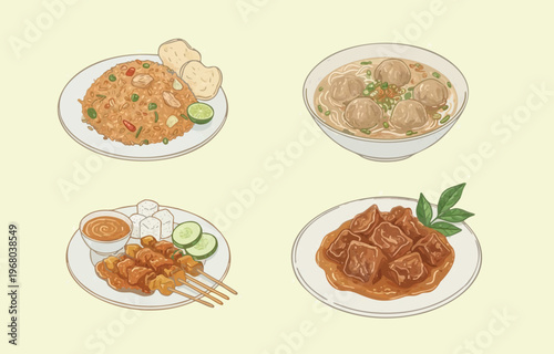 Indonesian Unique Food in watercolor style