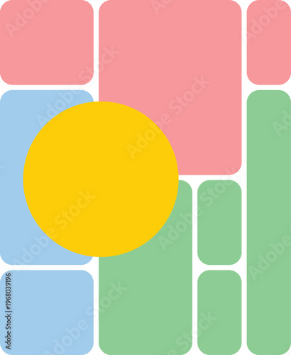 Colorful geometric shapes on white background vector graphic
