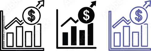 Financial growth icons representing increasing profits and economic success