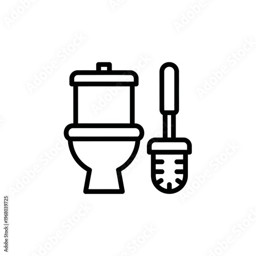 Minimalist Toilet and Brush Icon for Bathroom Design and Cleanliness Concepts