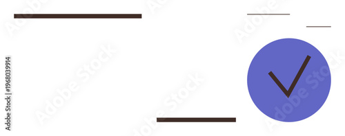 Verification, approval, accuracy, validation, success, minimalism. A bold blue checkmark with abstract lines. Verification and approval symbol for accuracy and success concepts