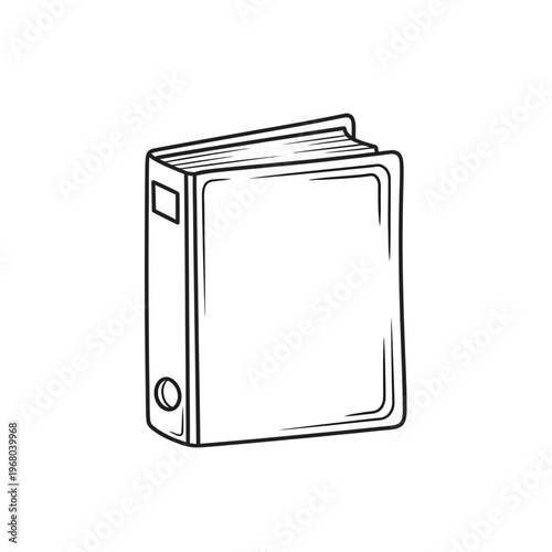 Simple Black and White Outline of a Classic Library Binder for Organizational Use