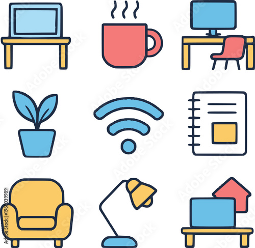 Vector illustration of Flexible Work Environment Icons