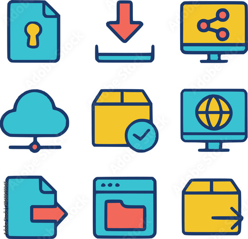 vector illustration of icons for web and mobile applications