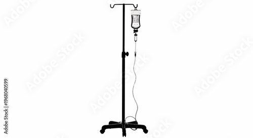 IV drip stand with medical infusion bag vector illustration