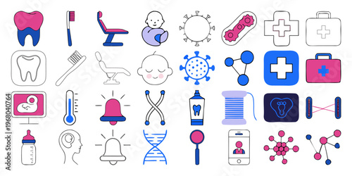 Medical Line Icons Set Hospital Outline Thin Stroke Vector Collection