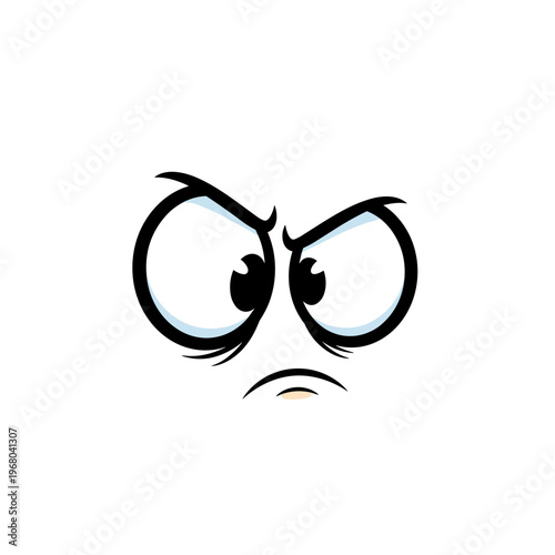 Angry cartoon face with narrowed eyes expressing frustration  
