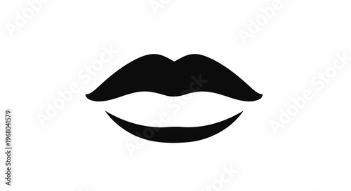 Smiling lips with mustache vector illustration