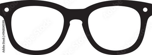 Classic eye glasses for vision and style, presented in a crisp, high-contrast, artistic minimalist design.