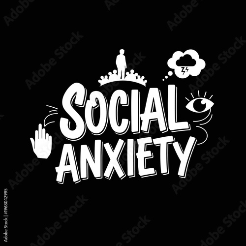 Social Anxiety Illustration with Symbolic Imagery.