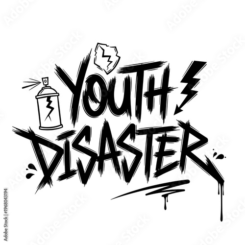 Youth Disaster Graffiti Art Style Text.