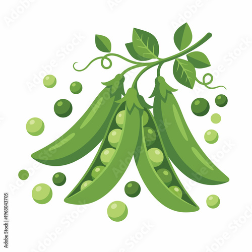 An artistic representation of green peas and their pods, celebrating freshness and health, conveying the importance of nature's bounty in our diets and lifestyles.