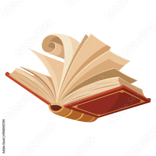 An open book with pages turning, symbolizing knowledge, learning, and imagination, ideal for educational materials, literature, and creativity, capturing the essence of reading.