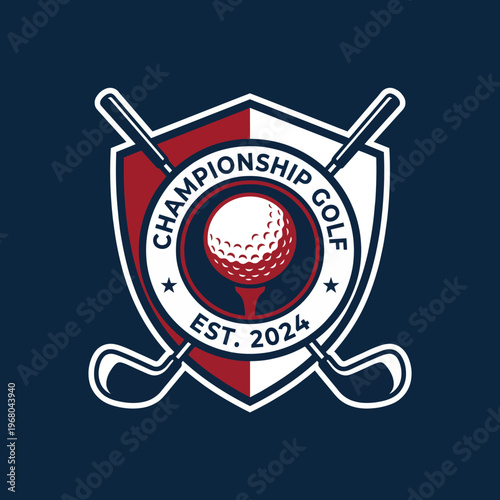 A prestigious logo for Championship Golf featuring a golf ball and crossed clubs, symbolizing excellence, competition, and passion for the sport, established in 2024.